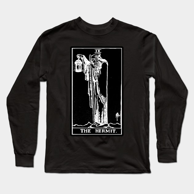 IX. The Hermit Tarot Card | Obsidian and Pearl Long Sleeve T-Shirt by wildtribe